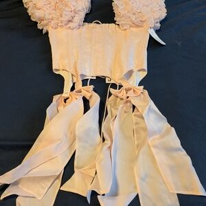 Selkie Blush Corset with Ruffle Sleeves